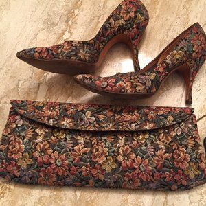 Vintage heels w/ matching clutch (circa 1940s)